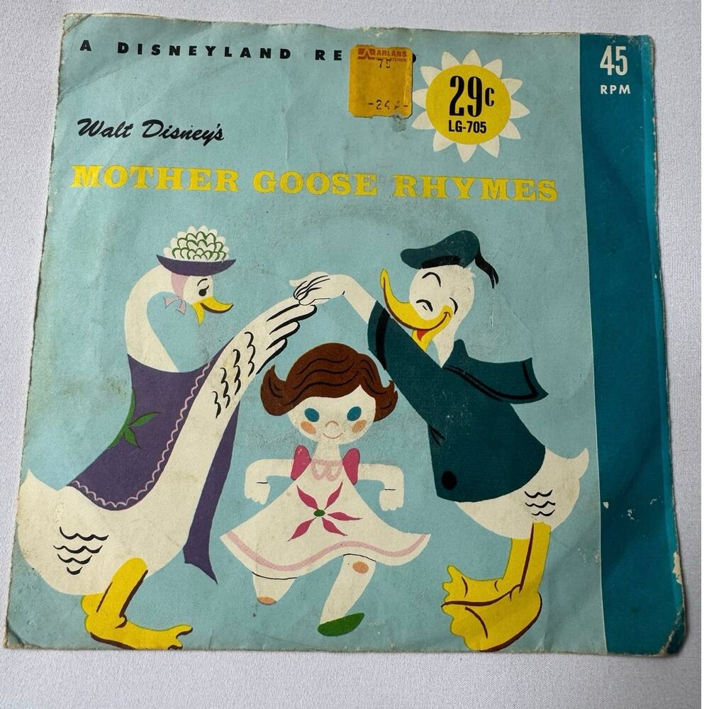 Vintage 1962 Mother Goose Rhymes 45 RPM Vinyl Record LG-705 Disneyland Records
